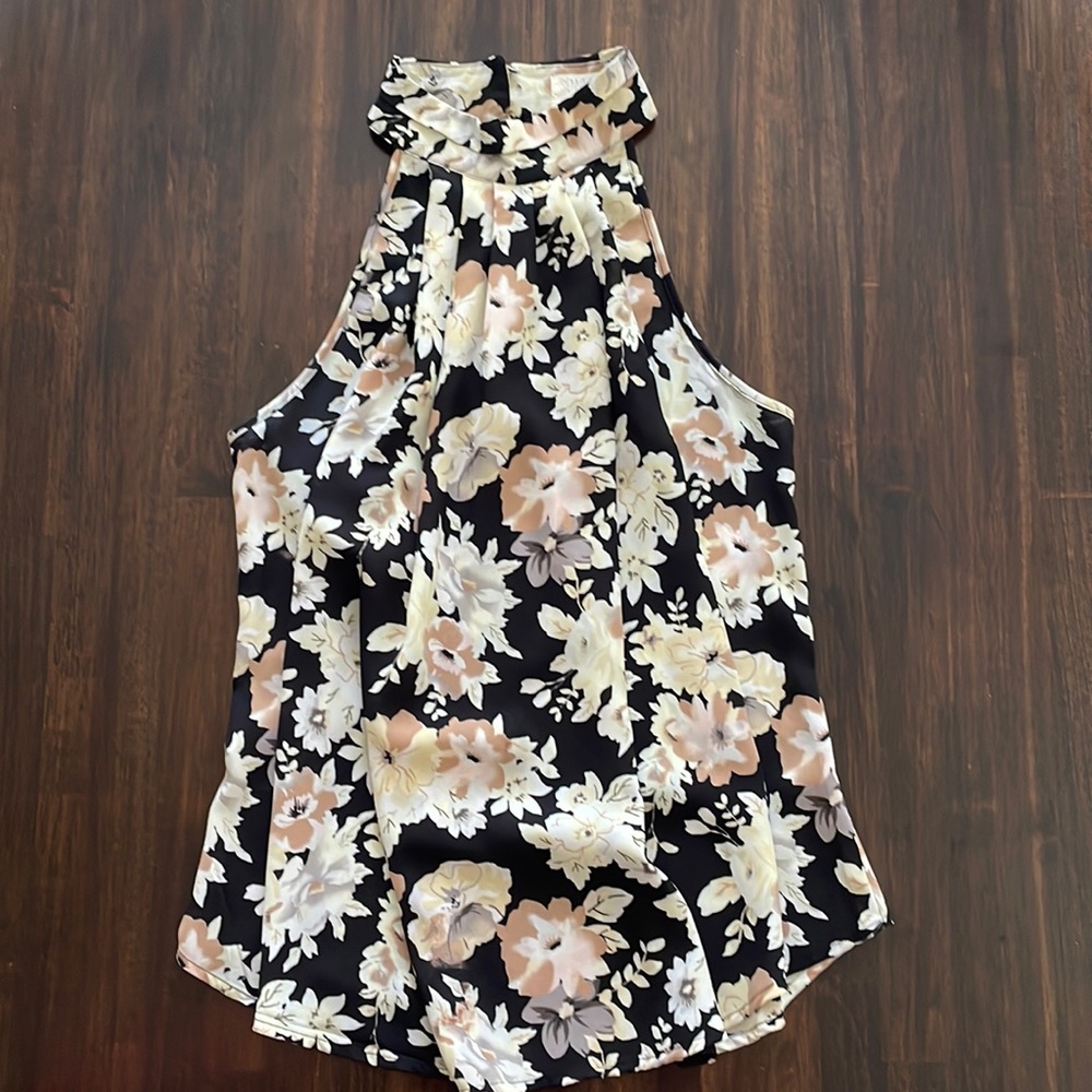 Floral High Neck Tank